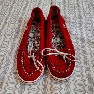 Vans red moccasin loafers.  Women's size 9.